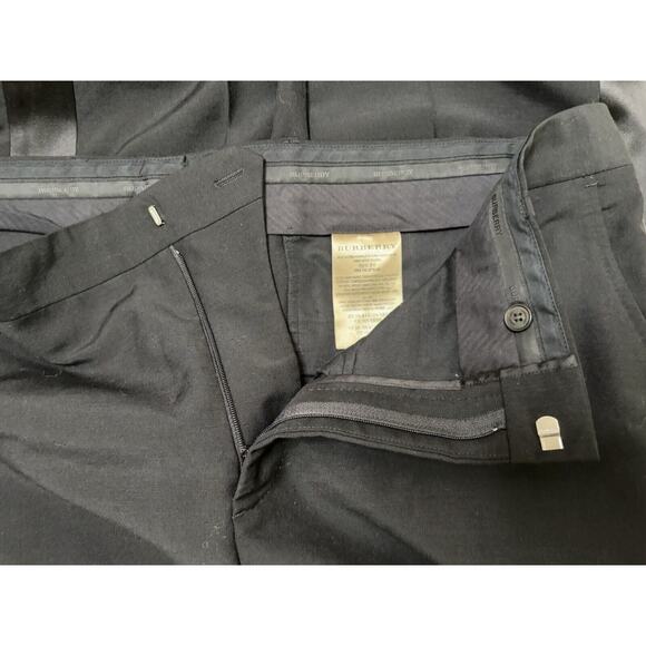 Burberry London Black Straight Leg Uniform Dress Pants -Satin Side Line Sz 56 - Picture 6 of 15